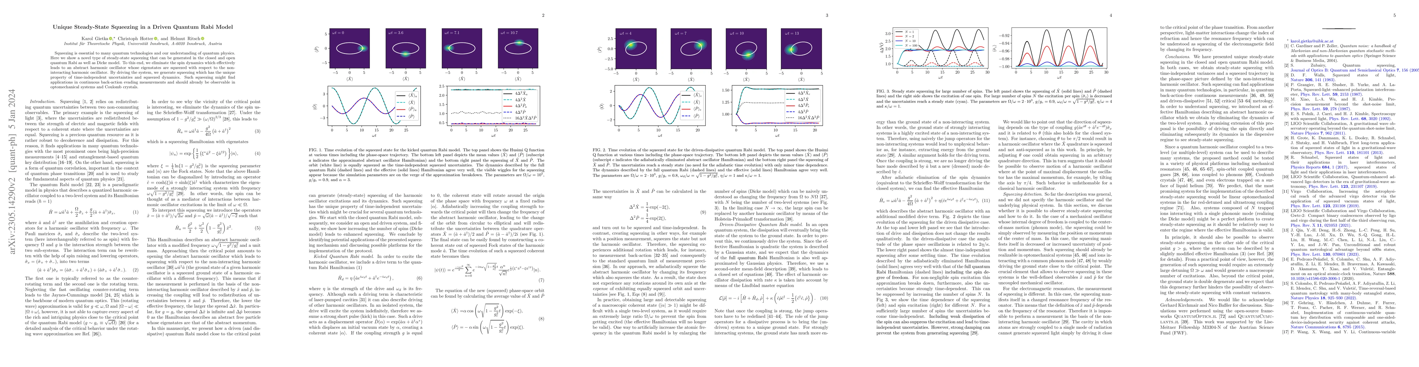 Thumbnail for Unique Steady-State Squeezing in a Driven Quantum Rabi Model