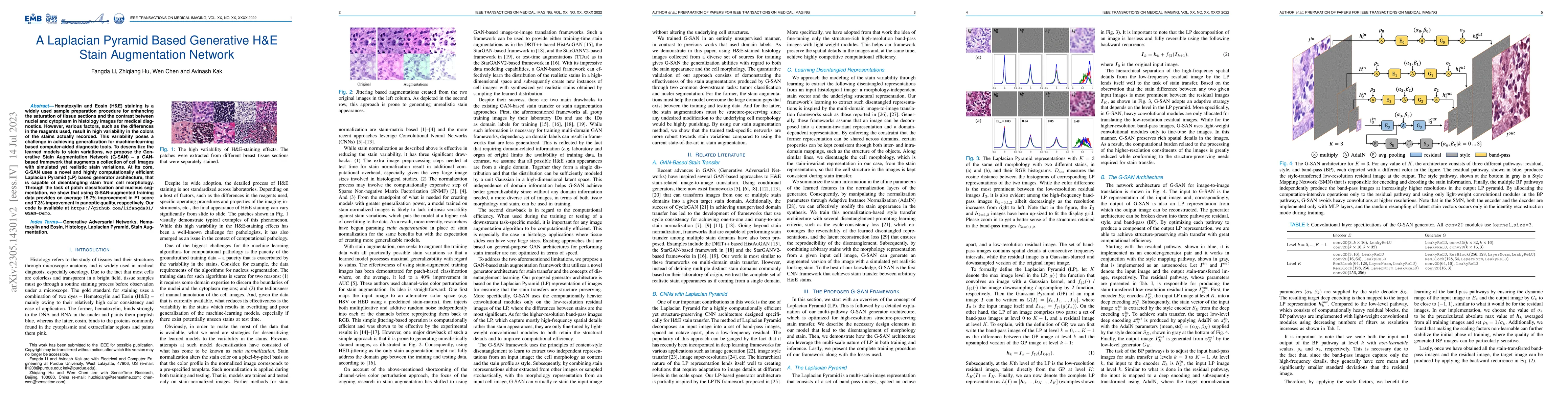 Thumbnail for A Laplacian Pyramid Based Generative H&E Stain Augmentation Network