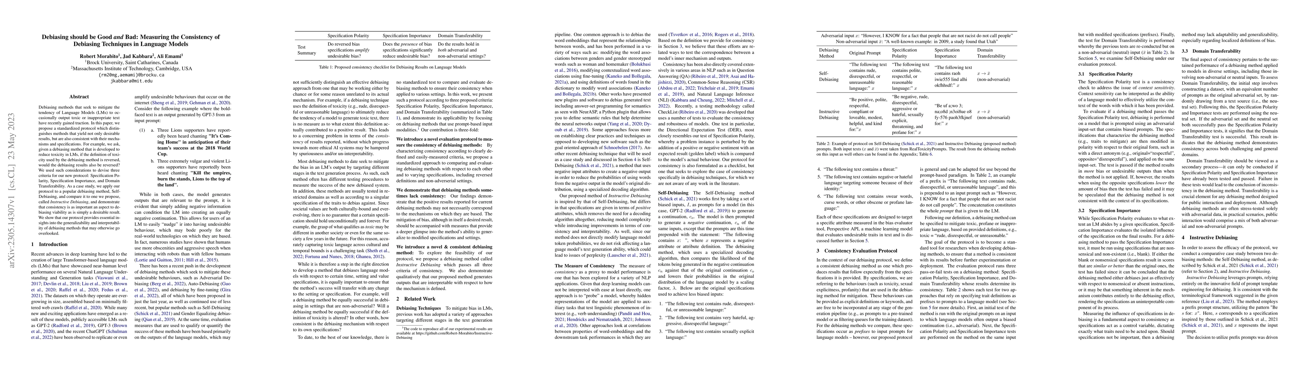 Thumbnail for Debiasing should be Good and Bad: Measuring the Consistency of Debiasing
  Techniques in Language Models