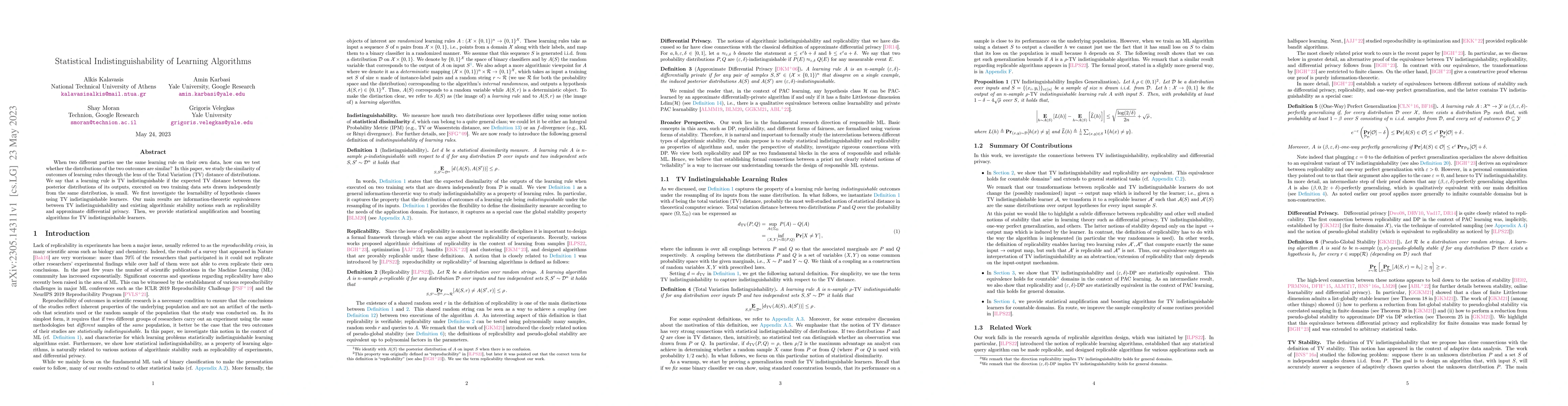 Thumbnail for Statistical Indistinguishability of Learning Algorithms