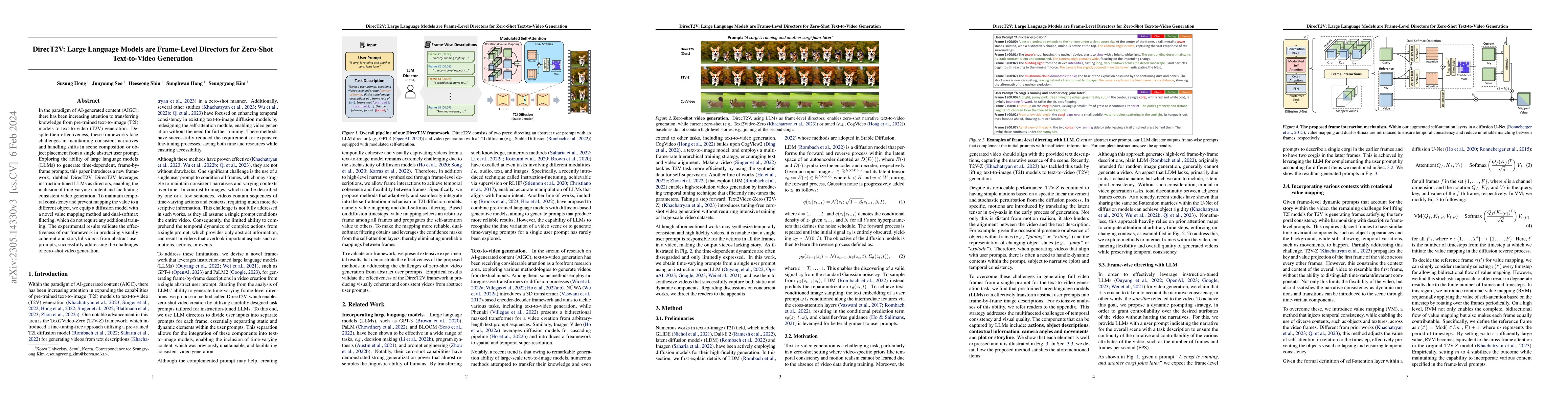 Thumbnail for DirecT2V: Large Language Models are Frame-Level Directors for Zero-Shot
  Text-to-Video Generation