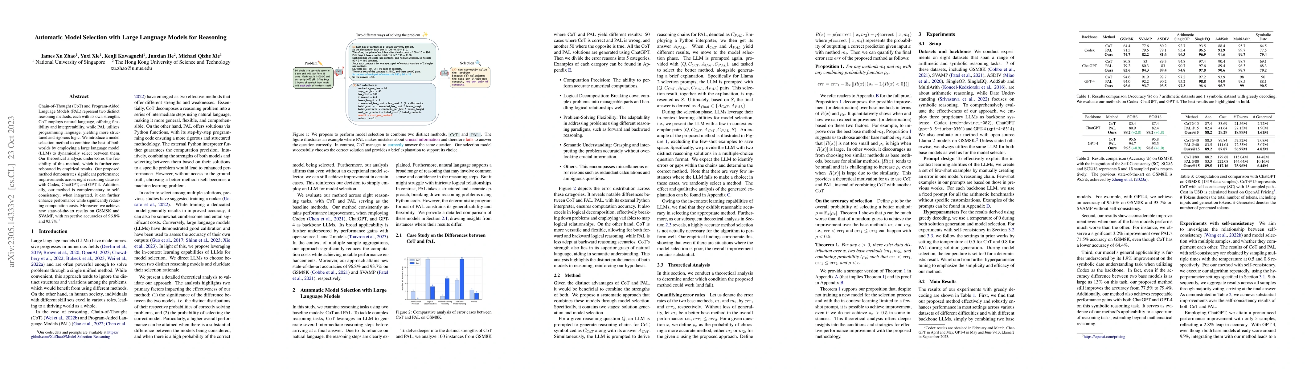 Thumbnail for Automatic Model Selection with Large Language Models for Reasoning