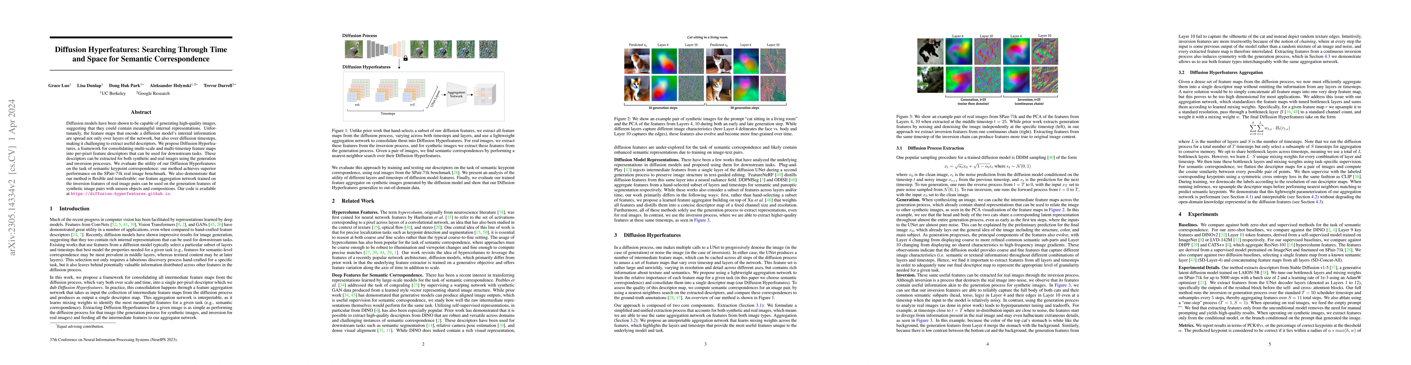 Thumbnail for Diffusion Hyperfeatures: Searching Through Time and Space for Semantic
  Correspondence