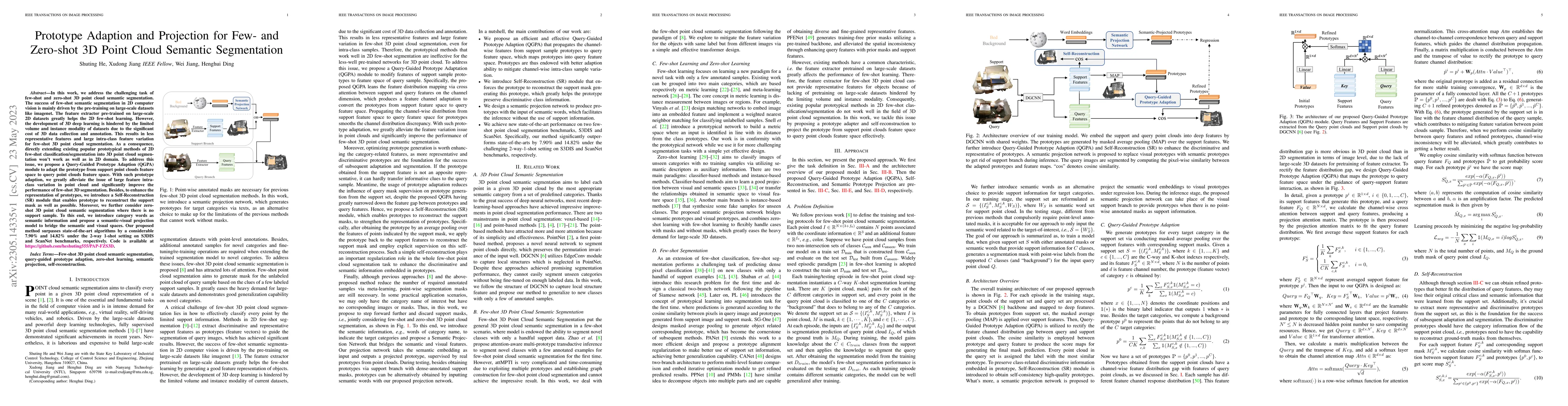 Thumbnail for Prototype Adaption and Projection for Few- and Zero-shot 3D Point Cloud
  Semantic Segmentation
