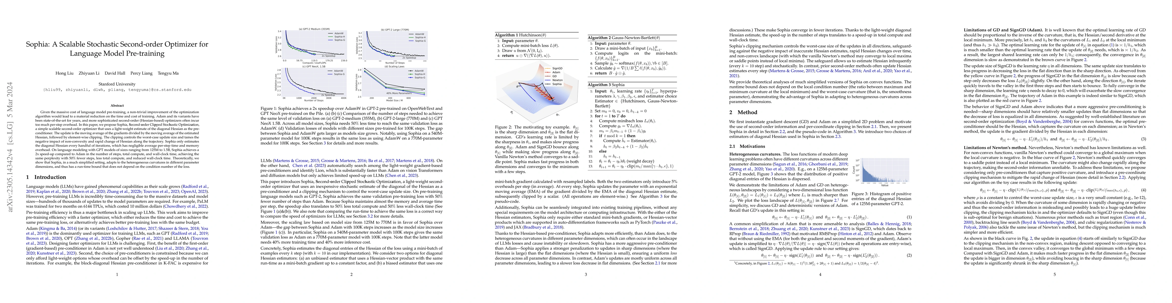 Thumbnail for Sophia: A Scalable Stochastic Second-order Optimizer for Language Model
  Pre-training