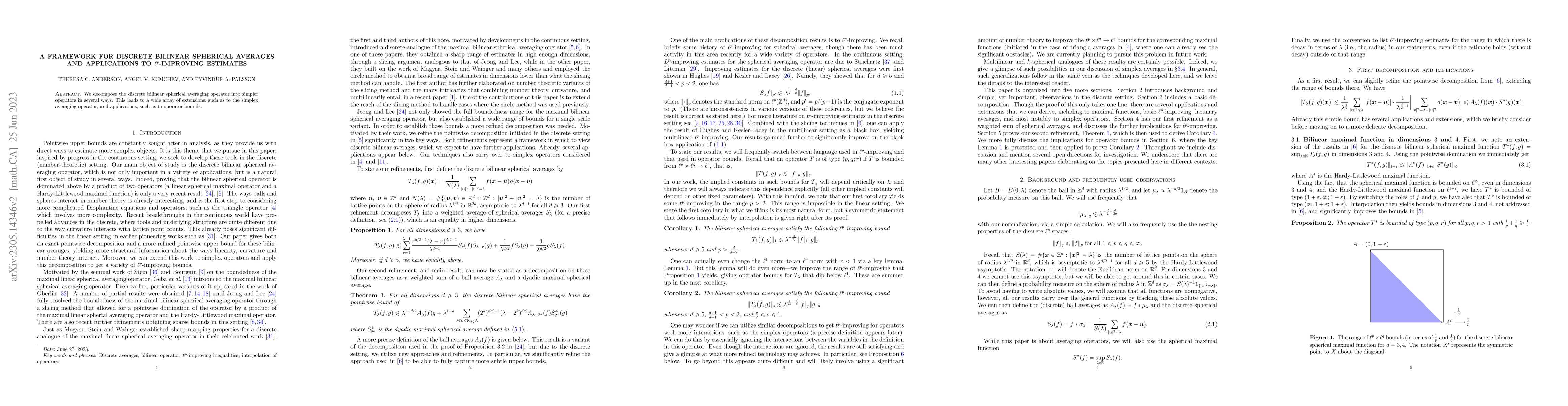 Thumbnail for A framework for discrete bilinear spherical averages and applications to
  $\ell^p$-improving estimates