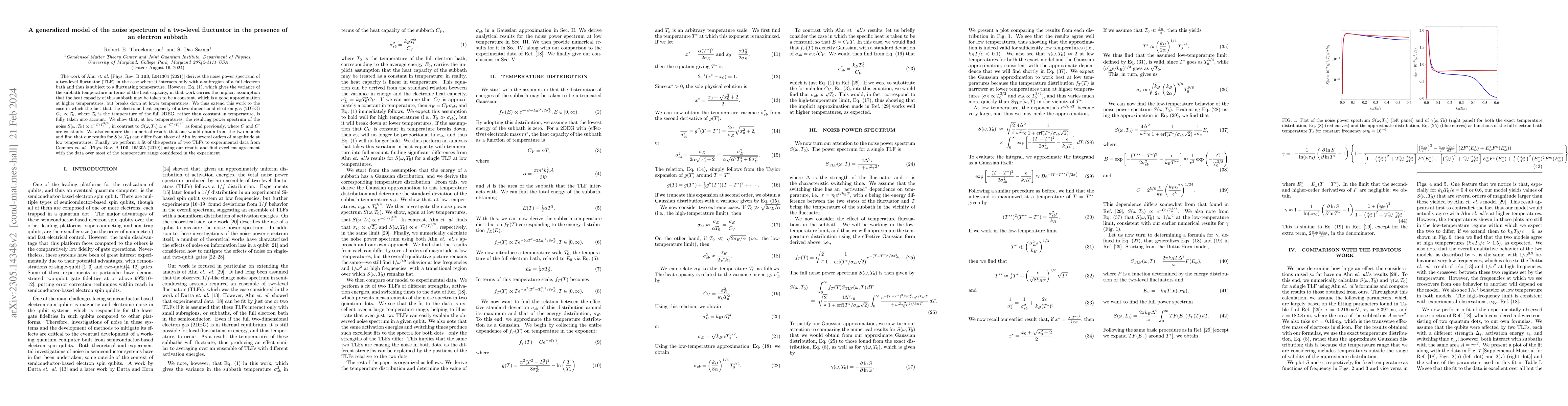Thumbnail for A generalized model of the noise spectrum of a two-level fluctuator in
  the presence of an electron subbath
