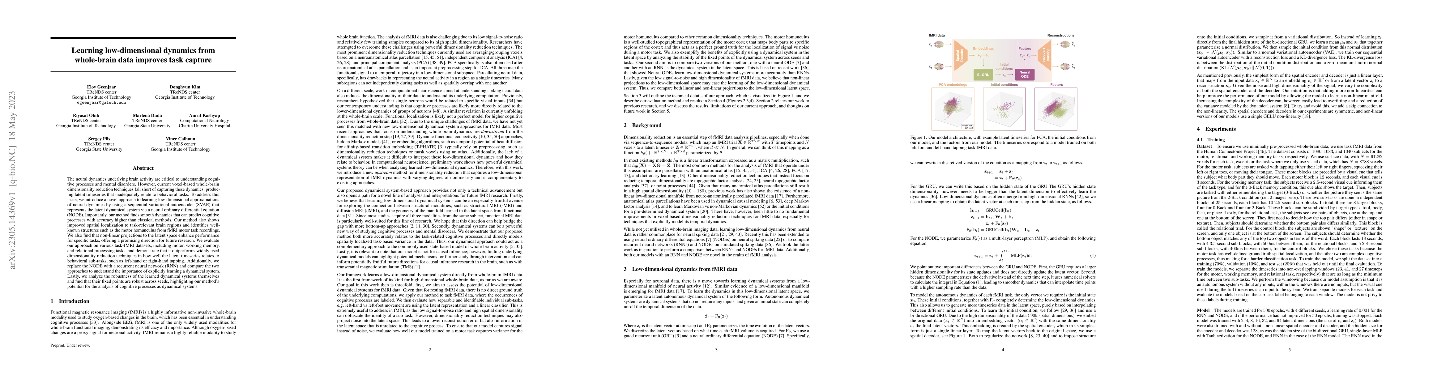 Thumbnail for Learning low-dimensional dynamics from whole-brain data improves task
  capture