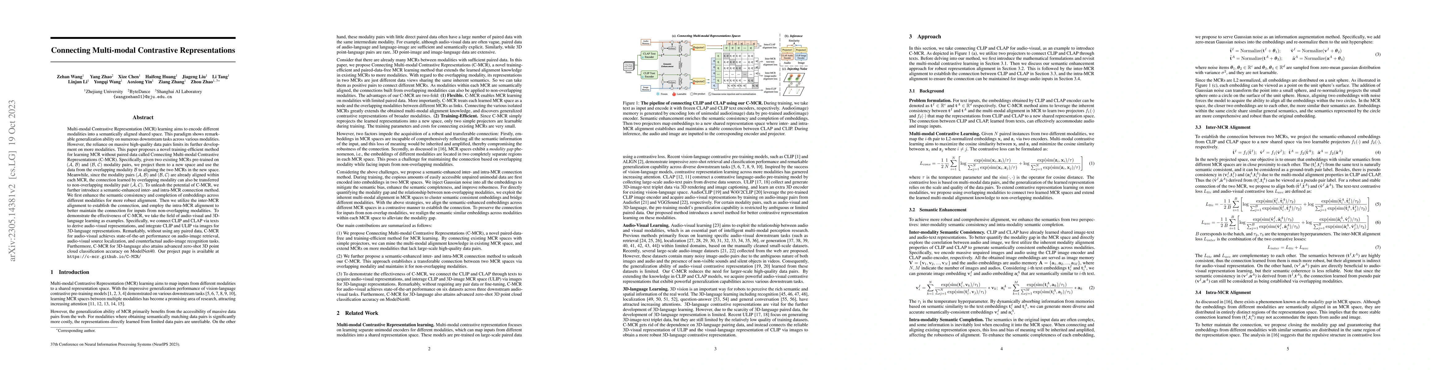 Thumbnail for Connecting Multi-modal Contrastive Representations