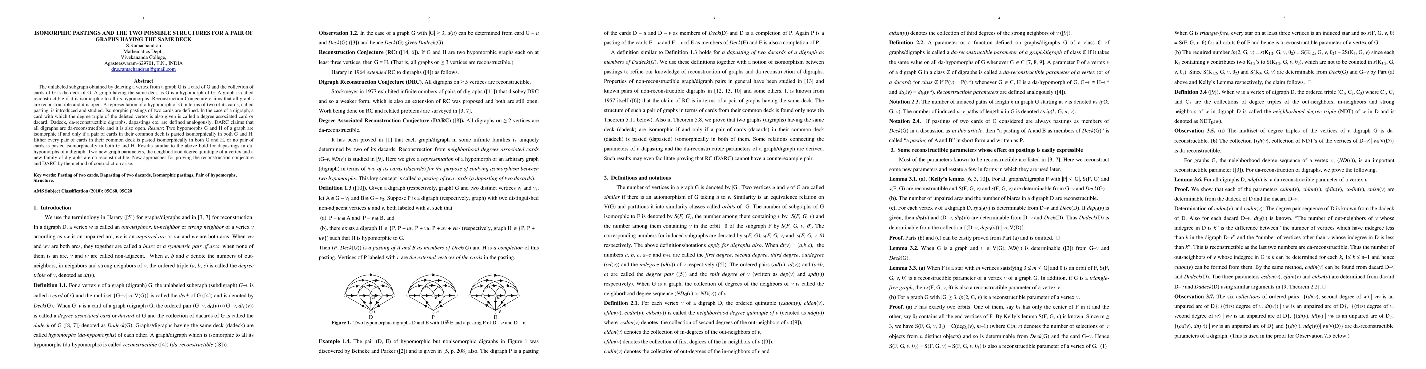 Thumbnail for Isomorphic pastings and the two possible structures for a pair of graphs
  having the same deck