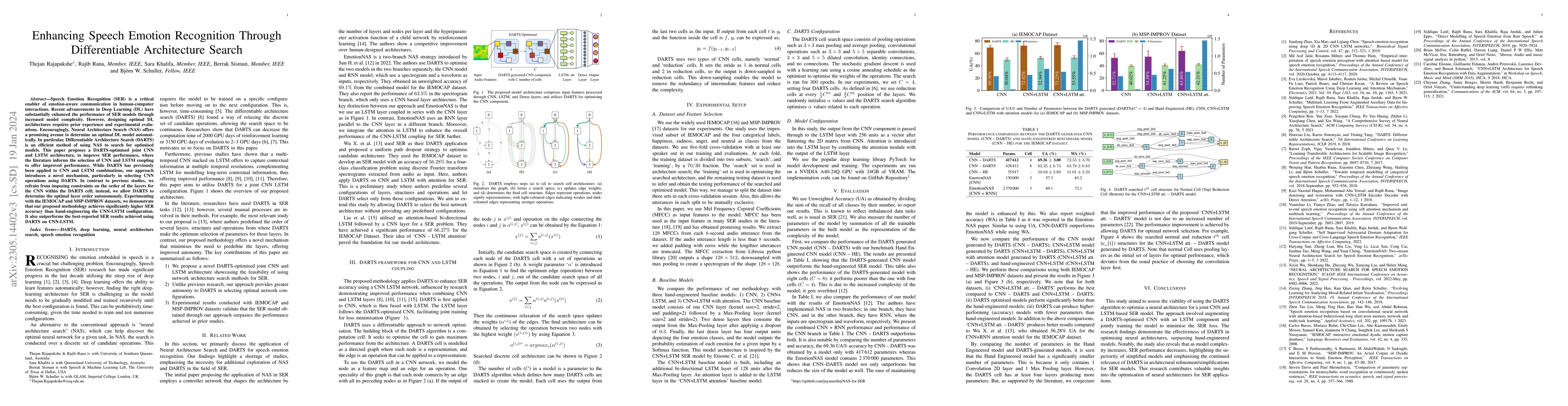 Thumbnail for Enhancing Speech Emotion Recognition Through Differentiable Architecture
  Search