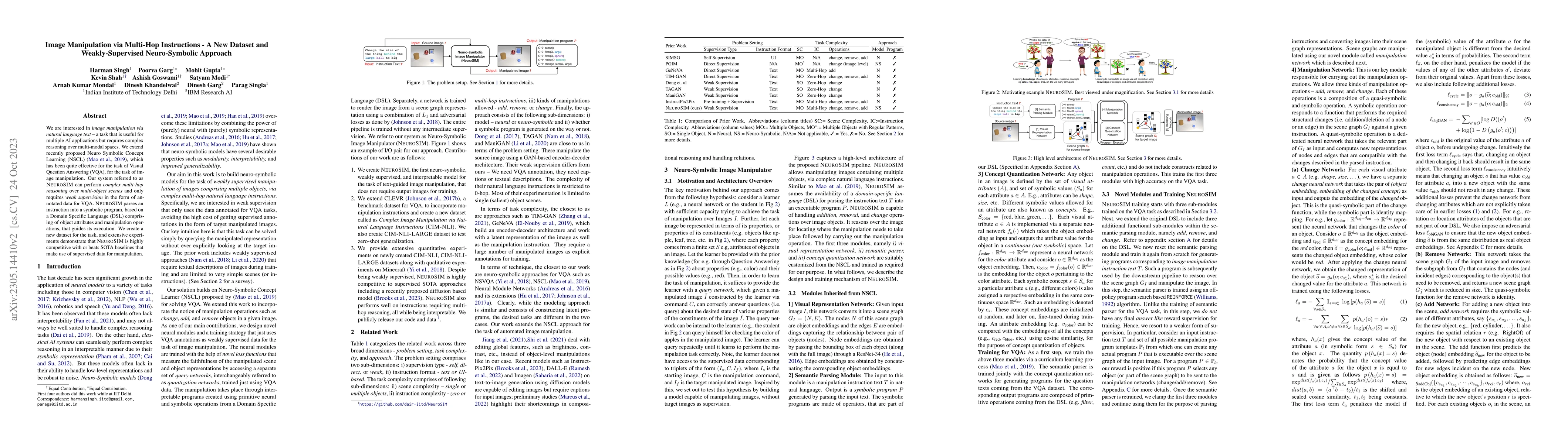Thumbnail for Image Manipulation via Multi-Hop Instructions -- A New Dataset and
  Weakly-Supervised Neuro-Symbolic Approach