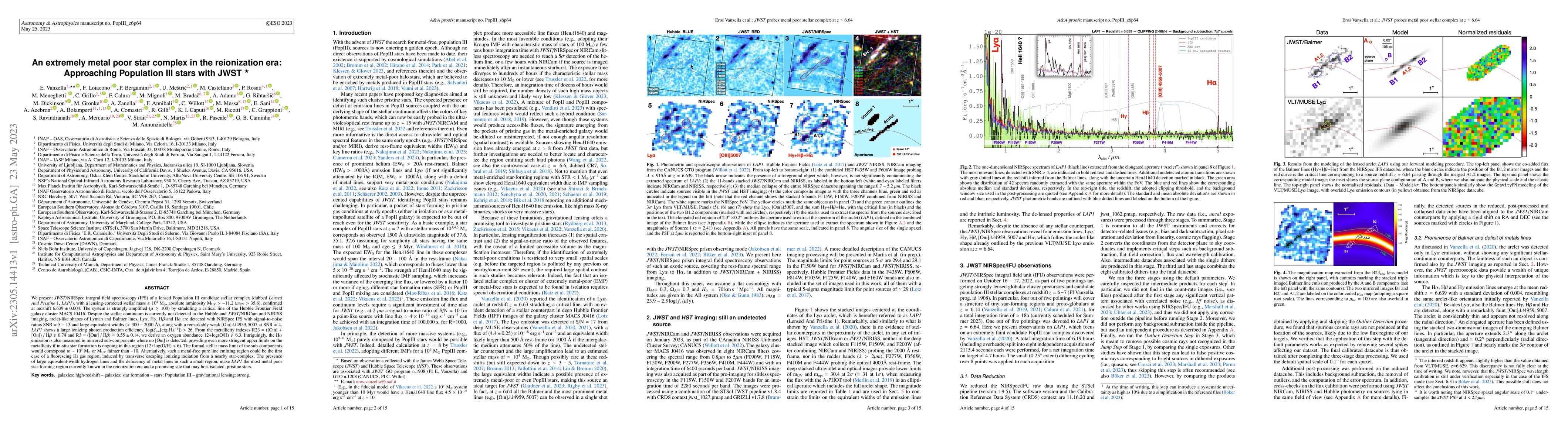 Thumbnail for An extremely metal poor star complex in the reionization era:
  Approaching Population III stars with JWST