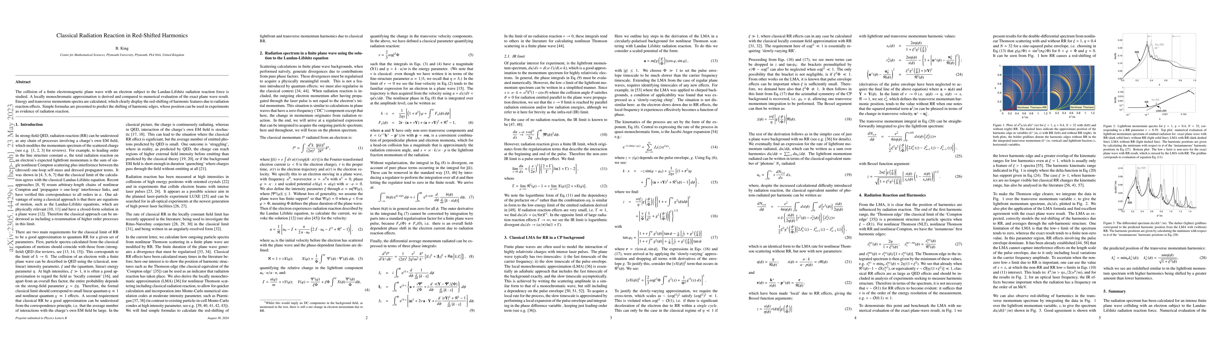 Thumbnail for Classical Radiation Reaction in Red-Shifted Harmonics