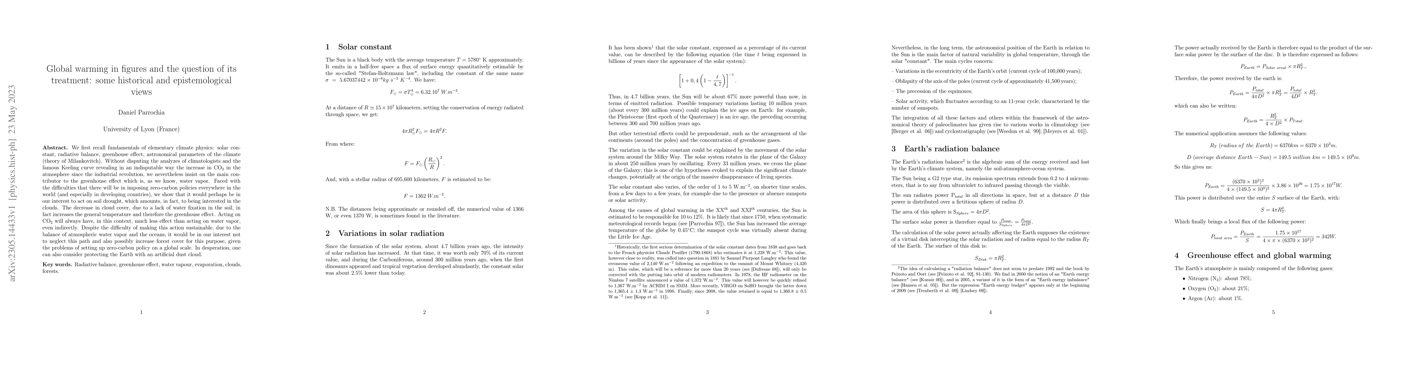 Thumbnail for Global warming in figures and the question of its treatment: some
  historical and epistemological views