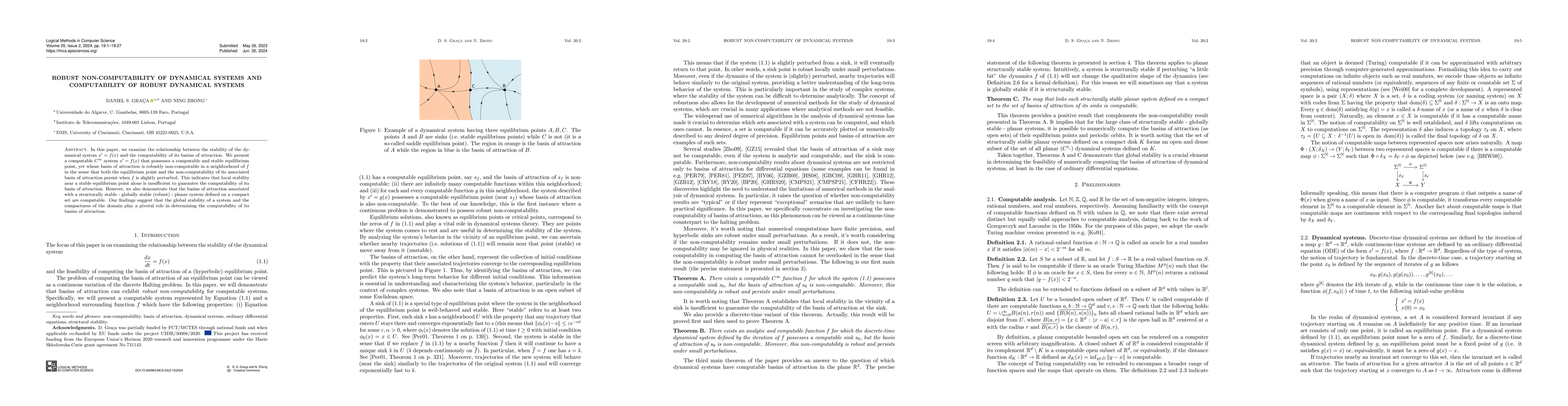 Thumbnail for Robust non-computability of dynamical systems and computability of
  robust dynamical systems