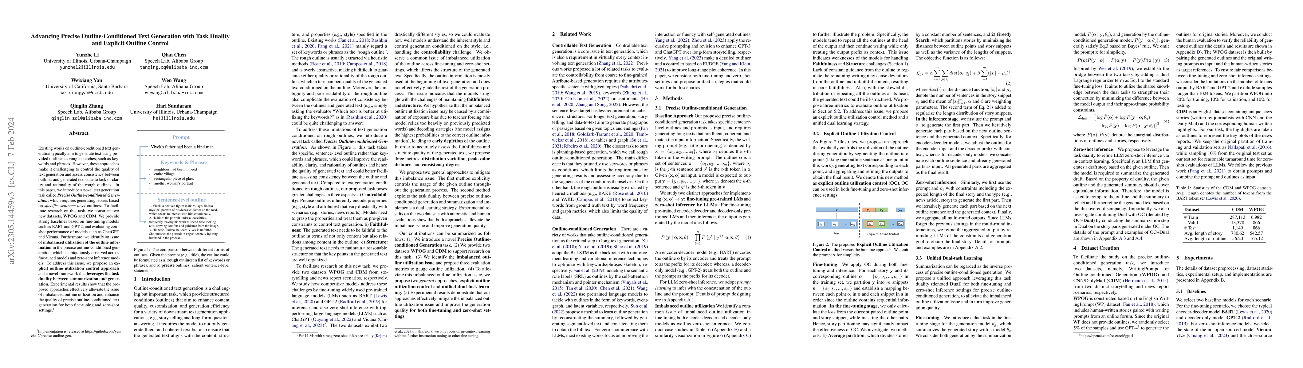 Thumbnail for Advancing Precise Outline-Conditioned Text Generation with Task Duality
  and Explicit Outline Control