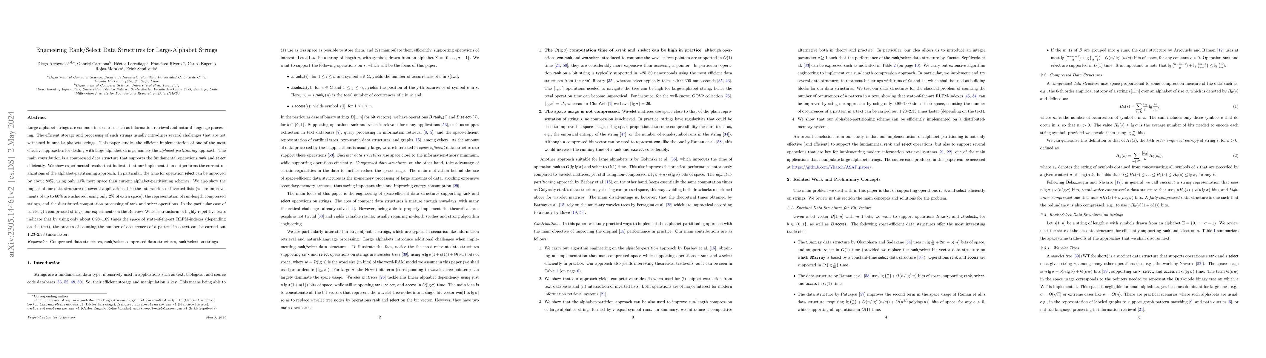 Thumbnail for Engineering Rank/Select Data Structures for Large-Alphabet Strings