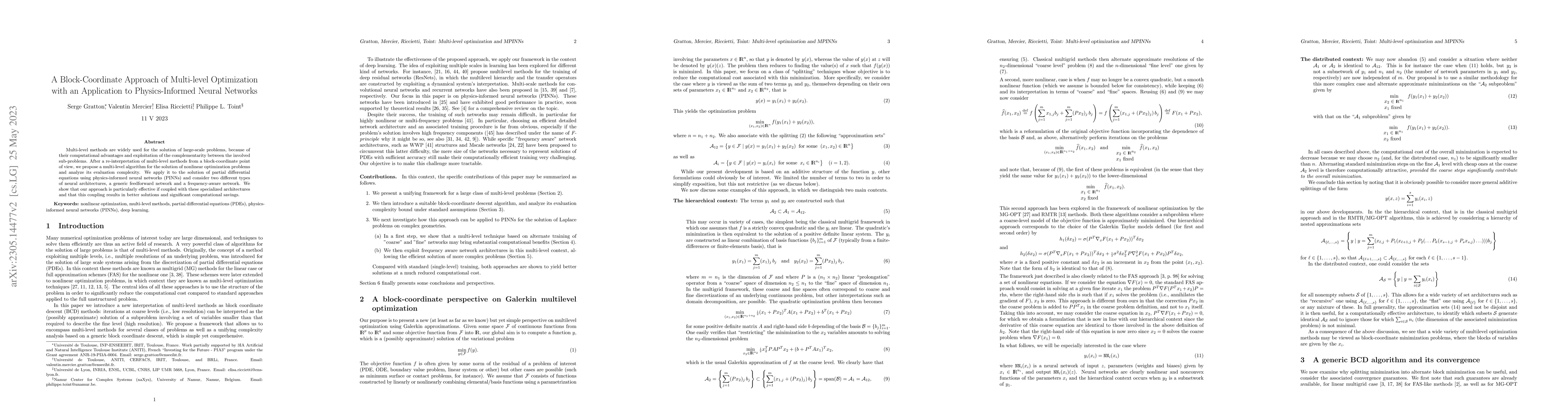 Thumbnail for A Block-Coordinate Approach of Multi-level Optimization with an
  Application to Physics-Informed Neural Networks