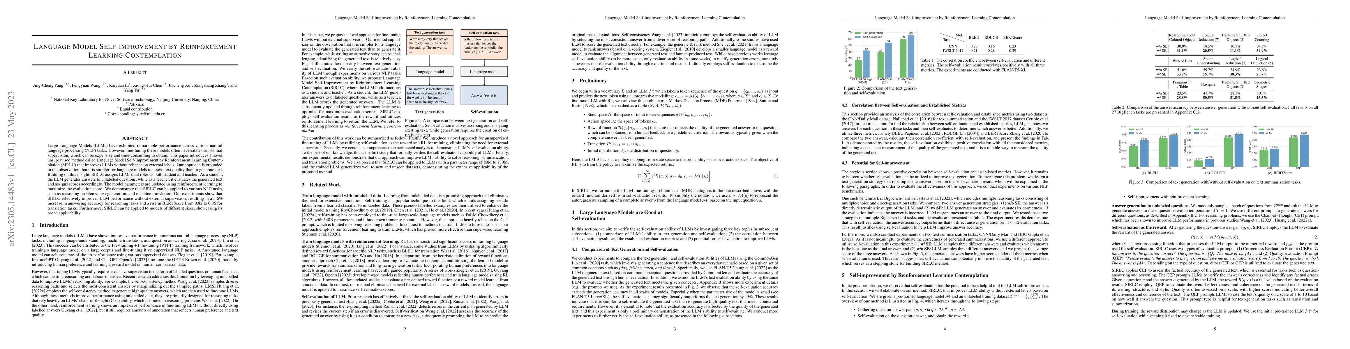 Thumbnail for Language Model Self-improvement by Reinforcement Learning Contemplation