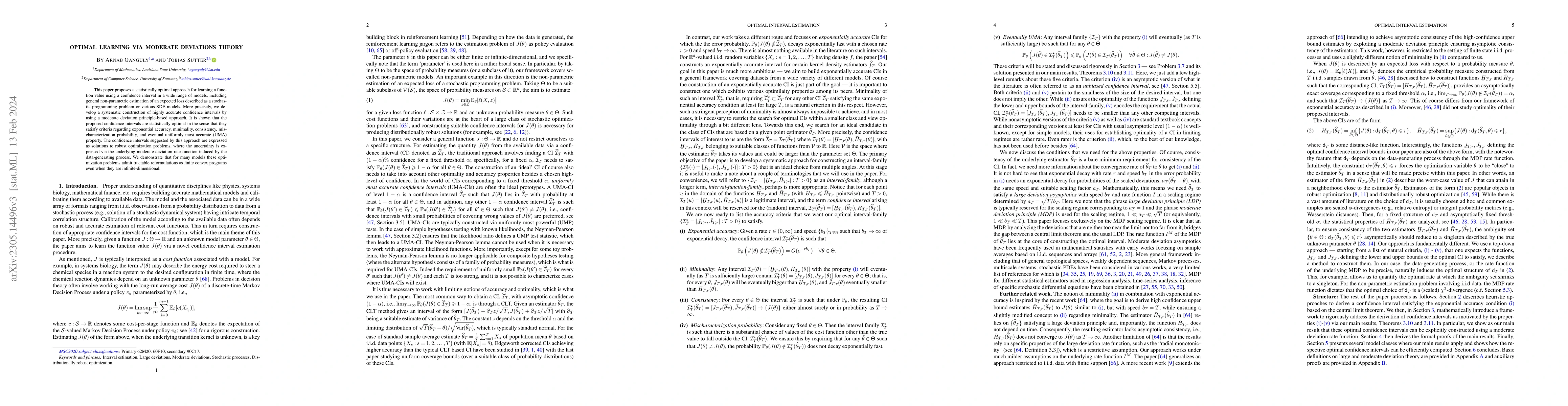 Thumbnail for Optimal Learning via Moderate Deviations Theory