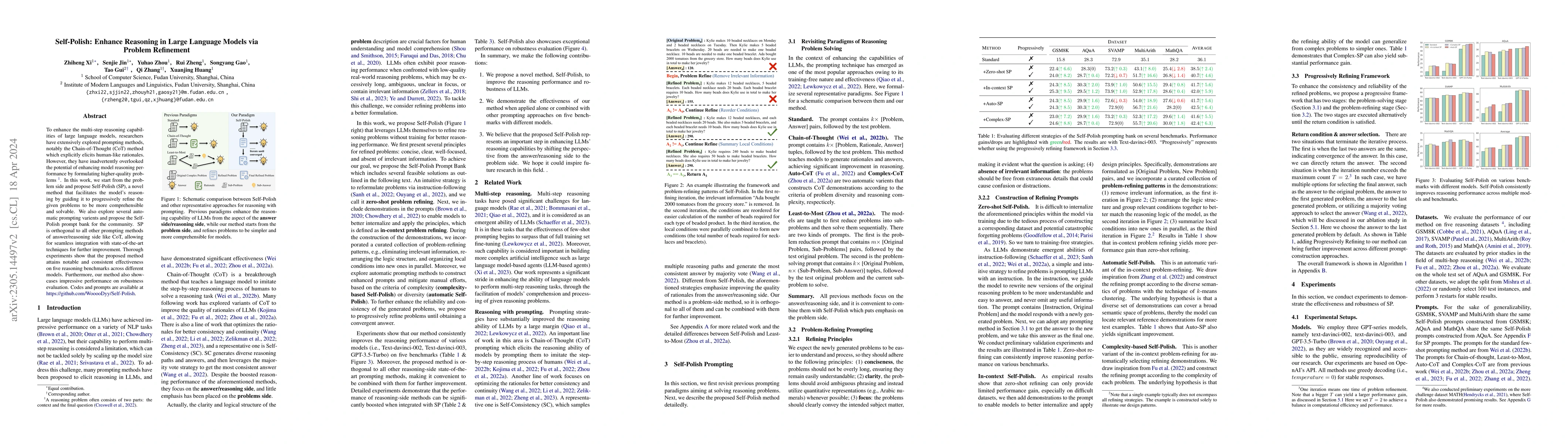 Thumbnail for Self-Polish: Enhance Reasoning in Large Language Models via Problem
  Refinement