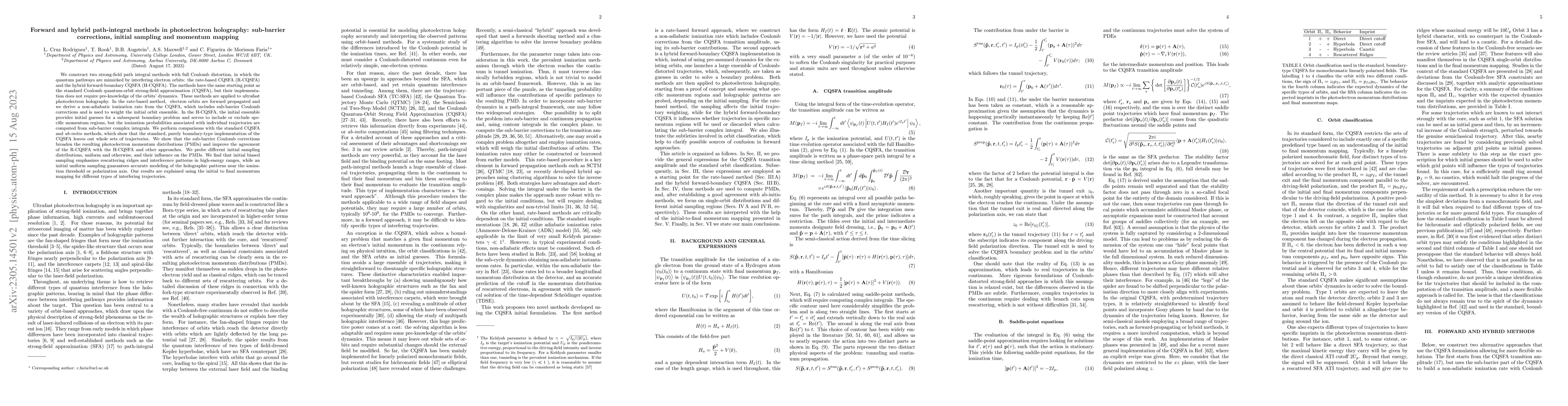 Thumbnail for Forward and hybrid path-integral methods in photoelectron holography:
  sub-barrier corrections, initial sampling and momentum mapping