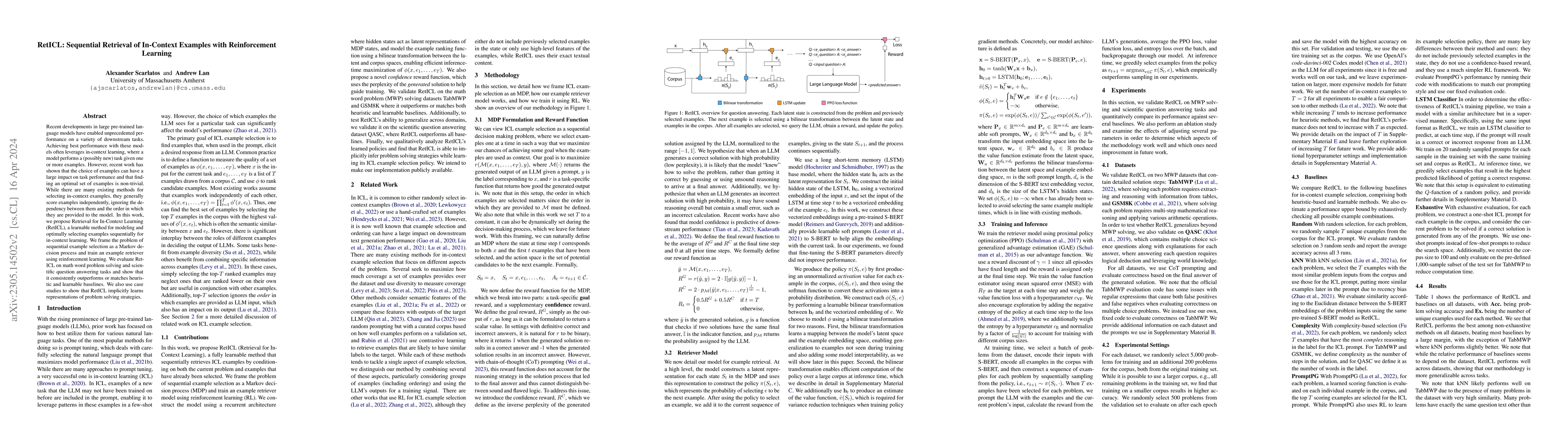 Thumbnail for RetICL: Sequential Retrieval of In-Context Examples with Reinforcement
  Learning