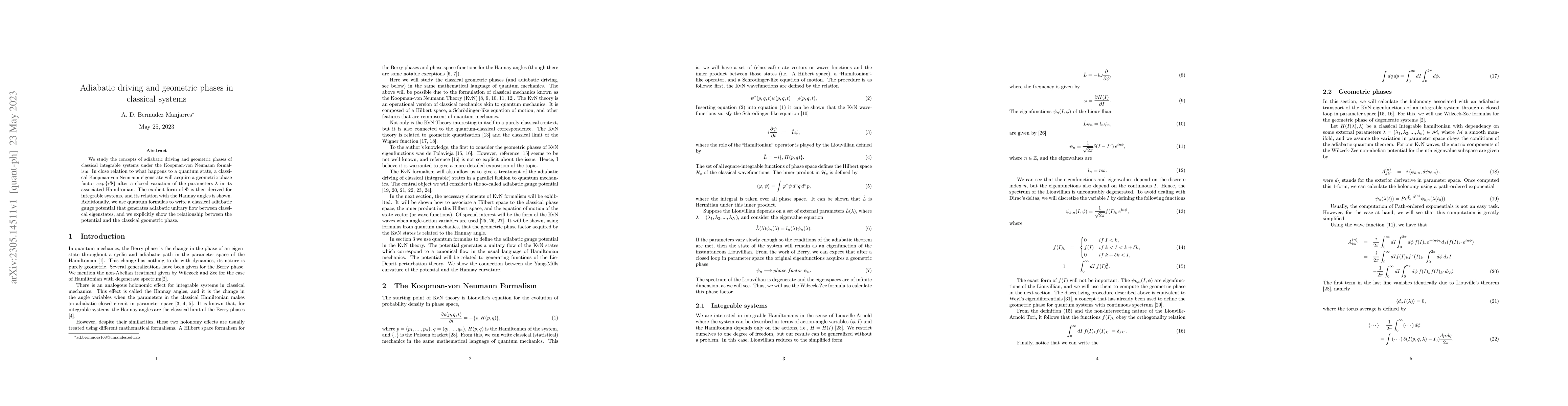 Thumbnail for Adiabatic driving and geometric phases in classical systems