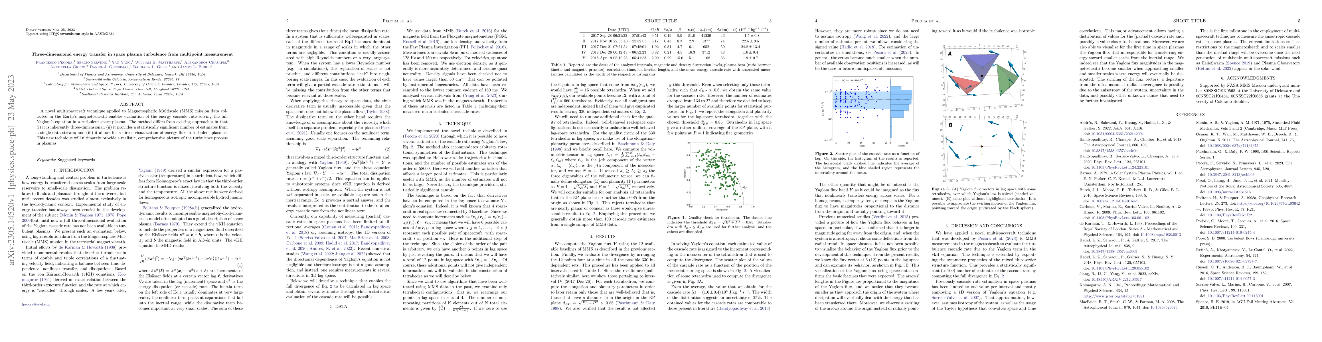 Thumbnail for Three-dimensional energy transfer in space plasma turbulence from
  multipoint measurement