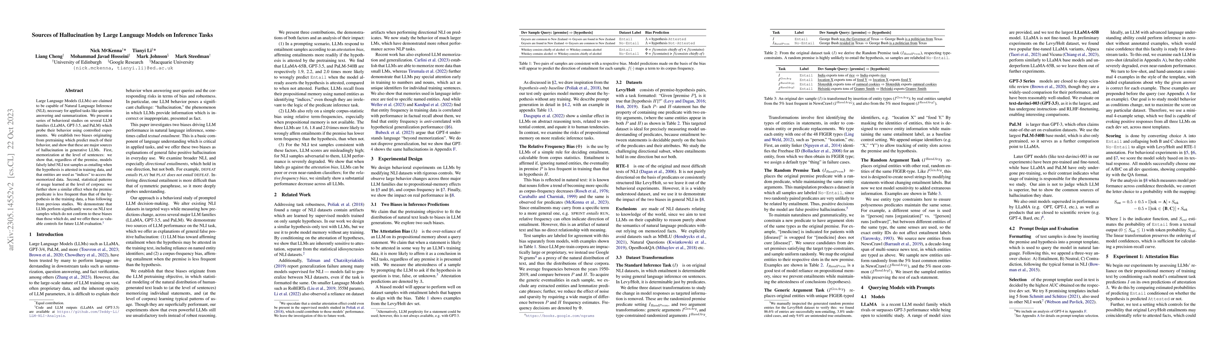 Thumbnail for Sources of Hallucination by Large Language Models on Inference Tasks