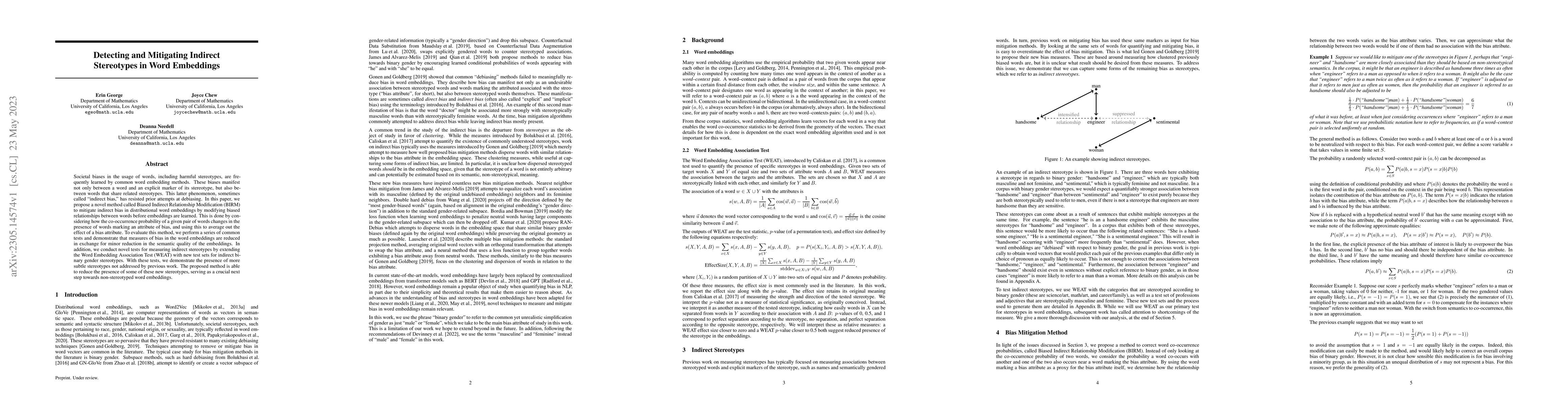 Thumbnail for Detecting and Mitigating Indirect Stereotypes in Word Embeddings