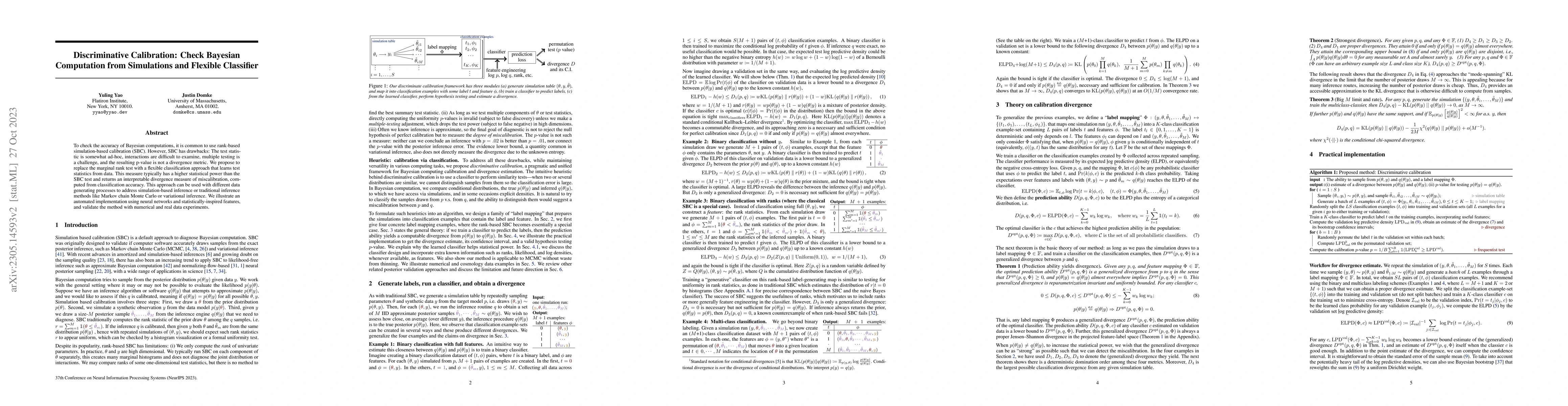 Thumbnail for Discriminative calibration: Check Bayesian computation from simulations
  and flexible classifier
