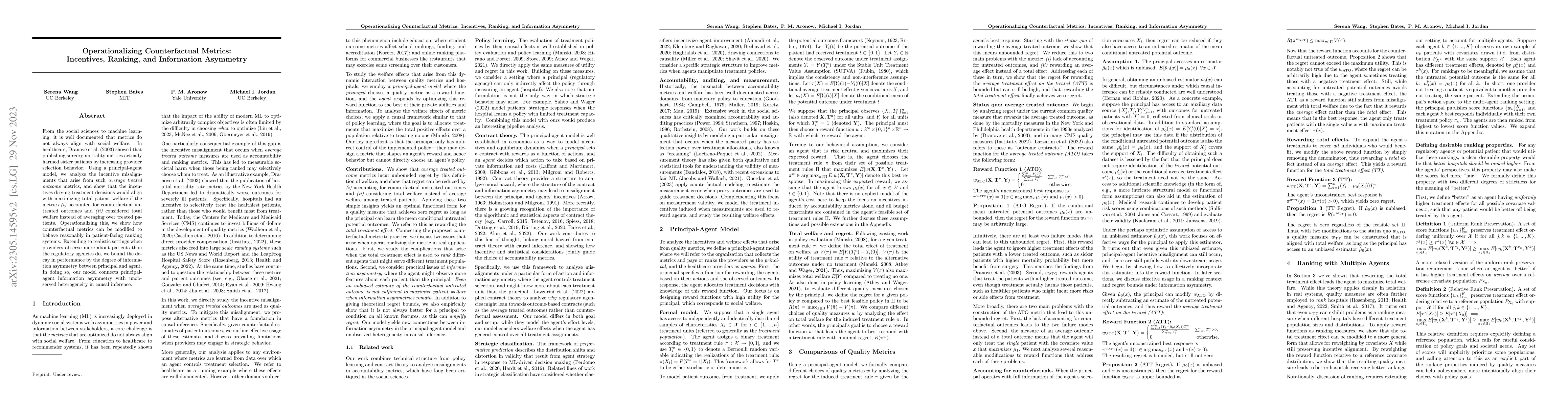 Thumbnail for Operationalizing Counterfactual Metrics: Incentives, Ranking, and
  Information Asymmetry