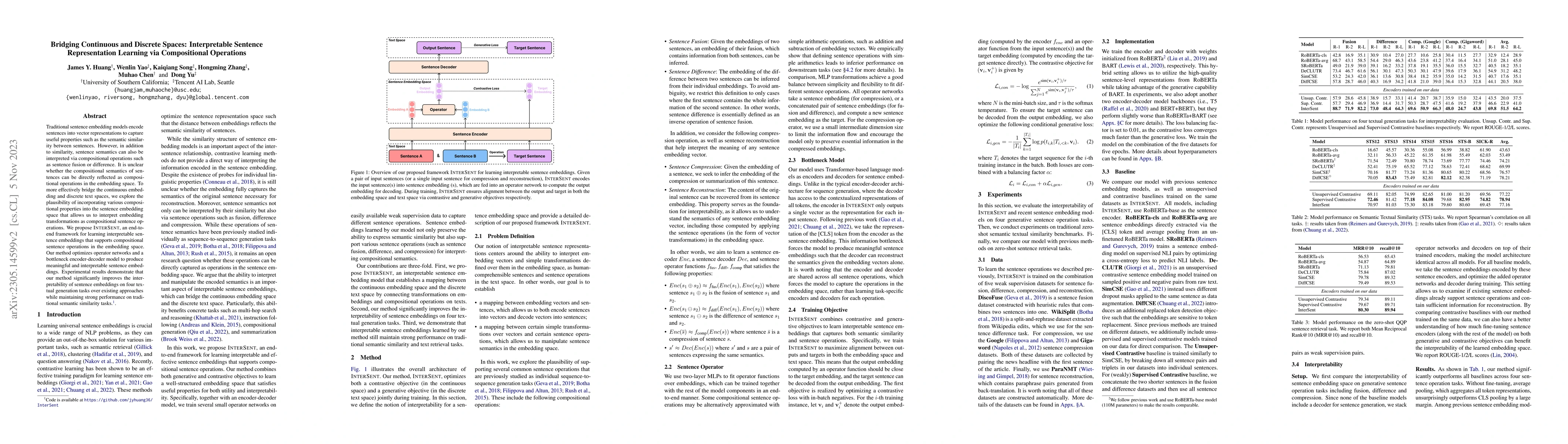 Thumbnail for Bridging Continuous and Discrete Spaces: Interpretable Sentence
  Representation Learning via Compositional Operations