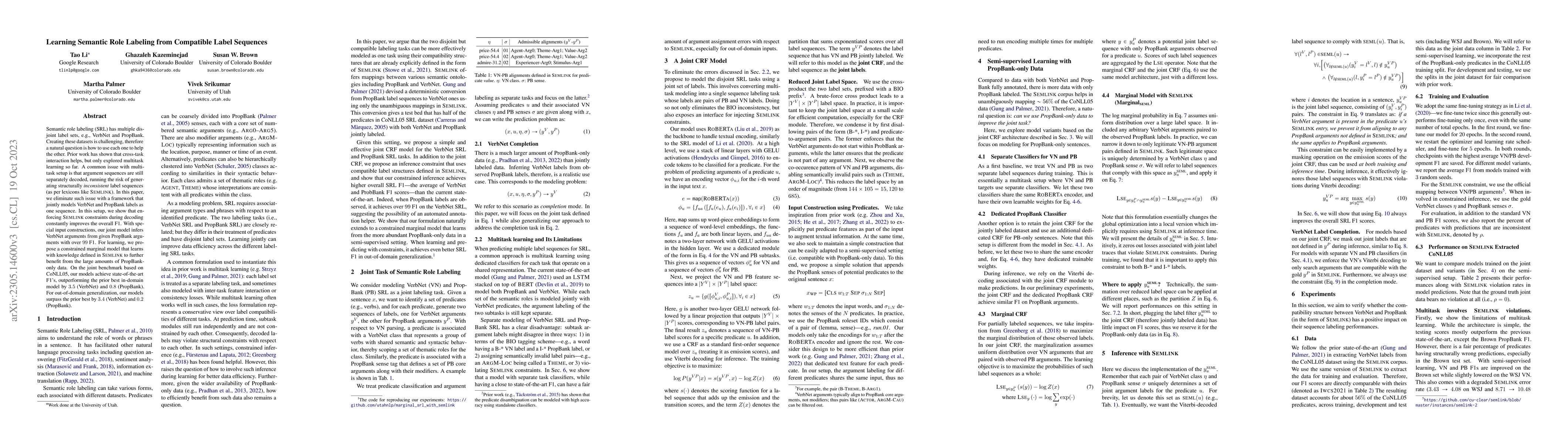Thumbnail for Learning Semantic Role Labeling from Compatible Label Sequences