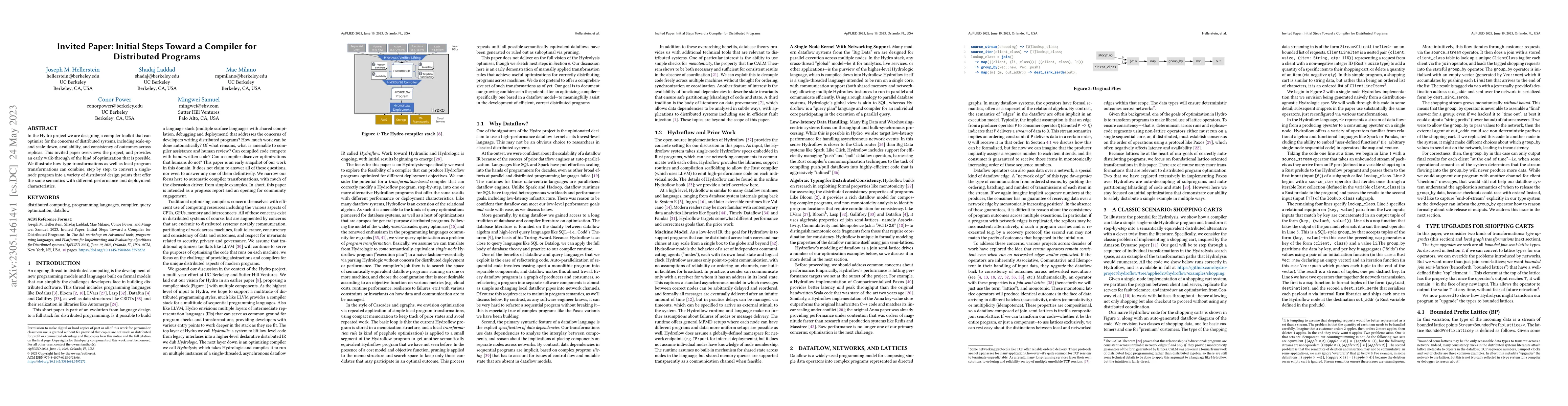Thumbnail for Invited Paper: Initial Steps Toward a Compiler for Distributed Programs