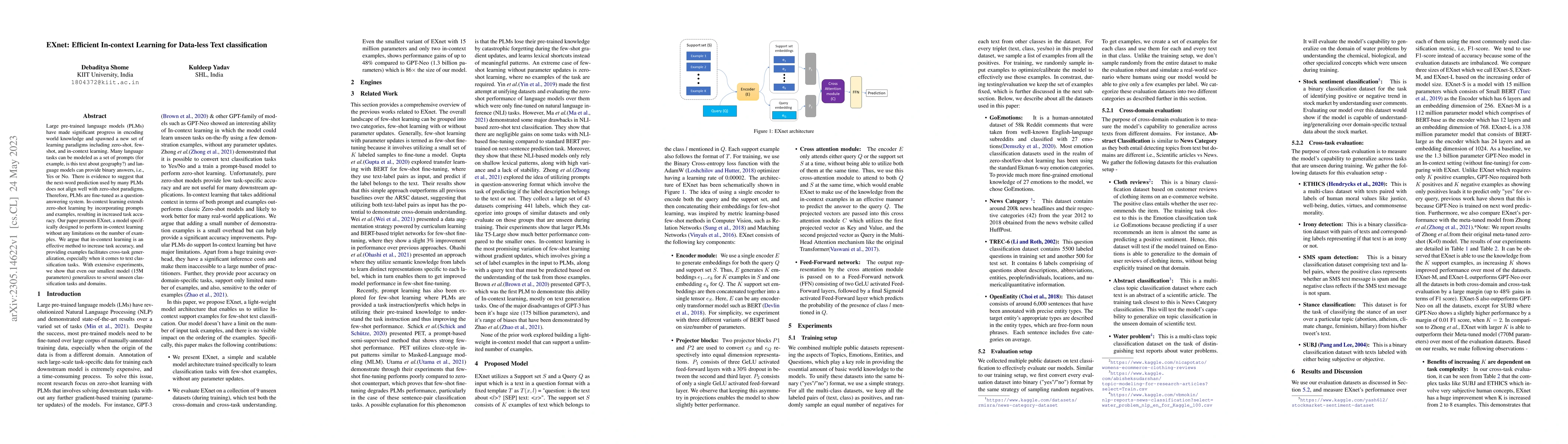 Thumbnail for EXnet: Efficient In-context Learning for Data-less Text classification