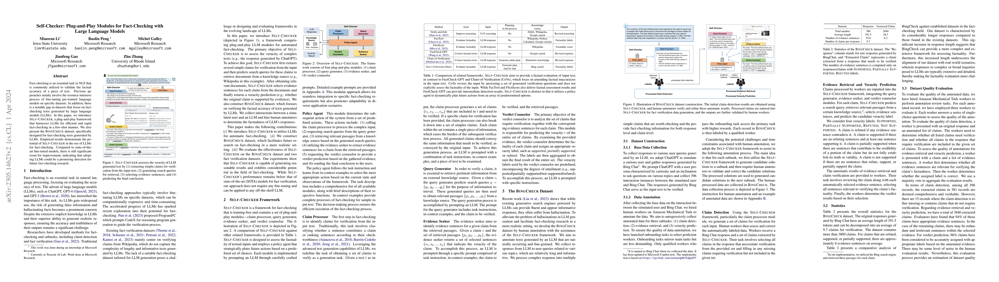 Thumbnail for Self-Checker: Plug-and-Play Modules for Fact-Checking with Large
  Language Models