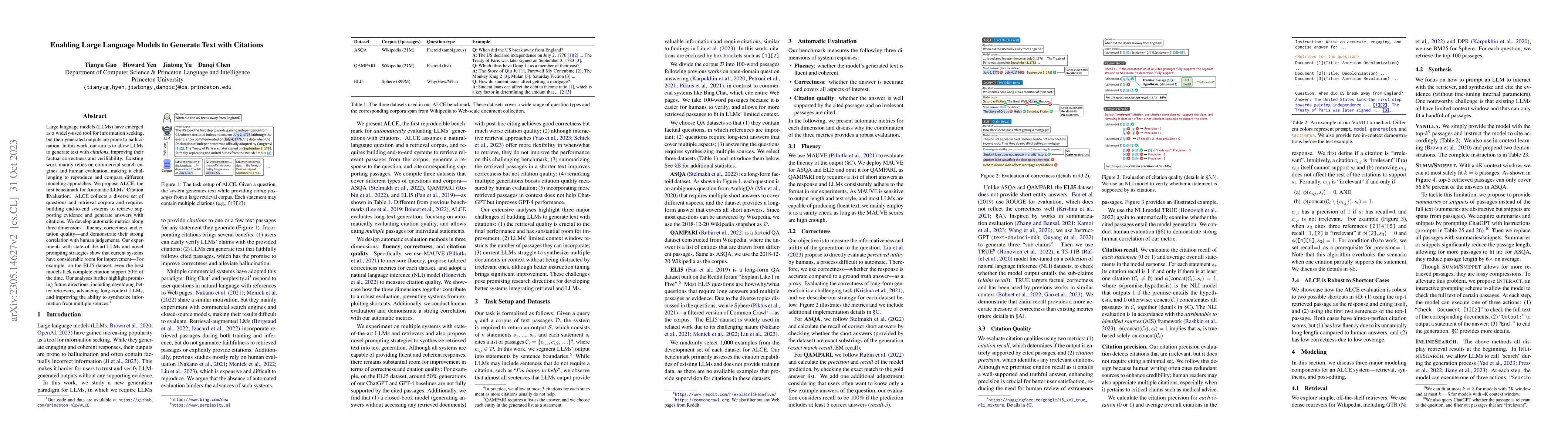Thumbnail for Enabling Large Language Models to Generate Text with Citations