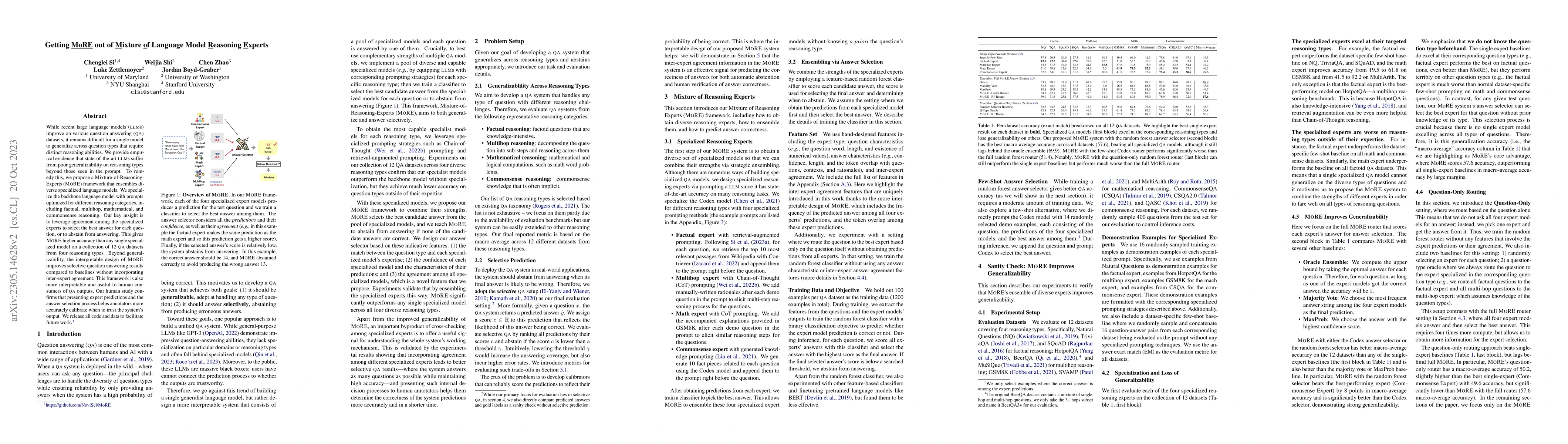 Thumbnail for Getting MoRE out of Mixture of Language Model Reasoning Experts