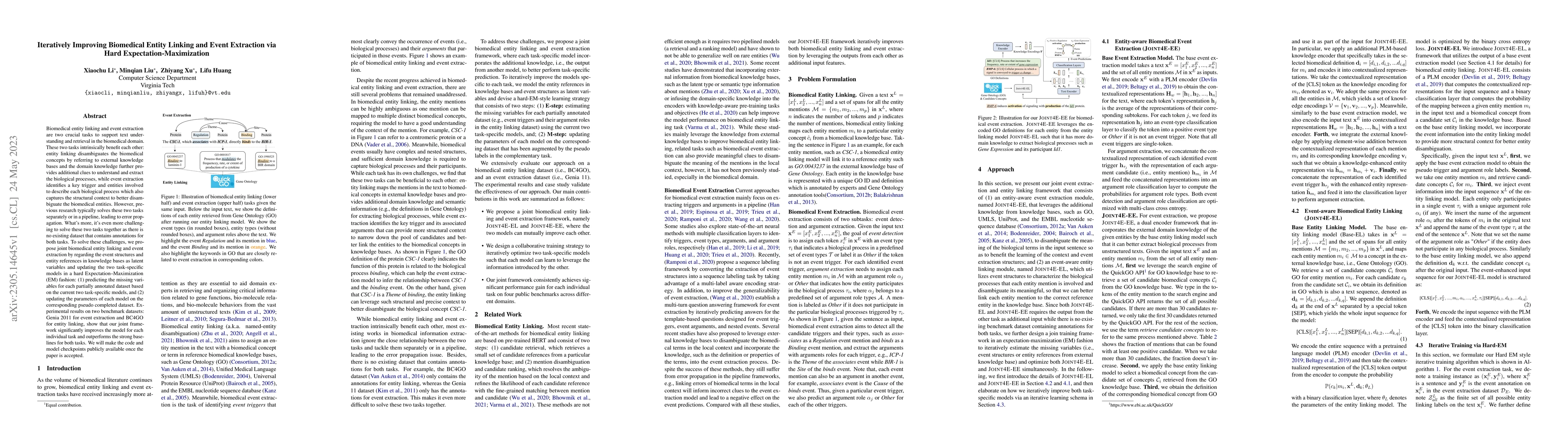 Thumbnail for Iteratively Improving Biomedical Entity Linking and Event Extraction via
  Hard Expectation-Maximization