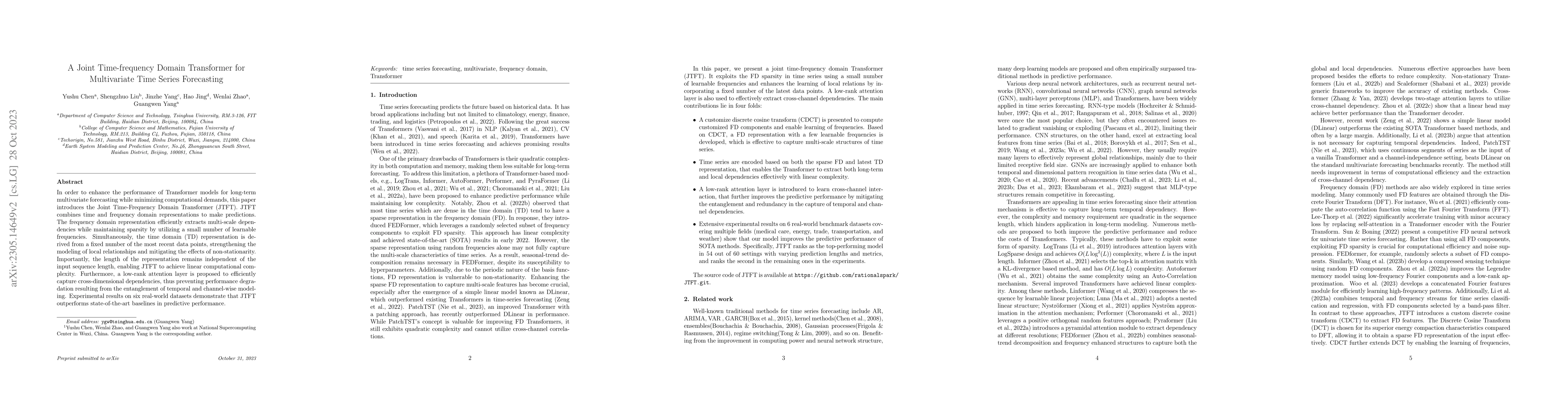 Thumbnail for A Joint Time-frequency Domain Transformer for Multivariate Time Series
  Forecasting