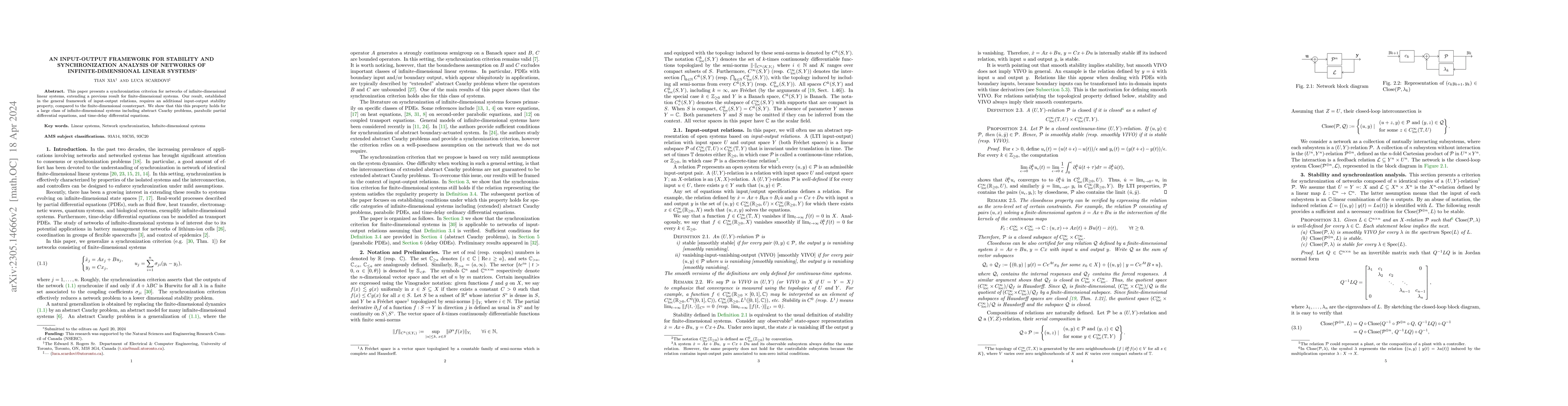 Thumbnail for An input-output framework for stability and synchronization analysis of
  networks of infinite-dimensional linear systems