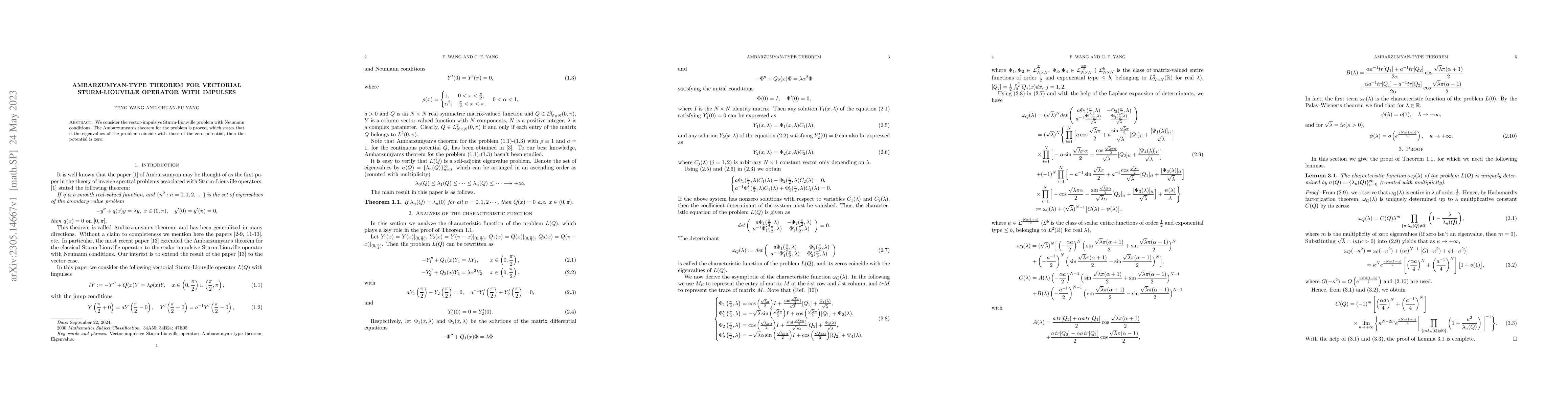 Thumbnail for Ambarzumyan-type theorem for vectorial Sturm-Liouville operator with
  impulses