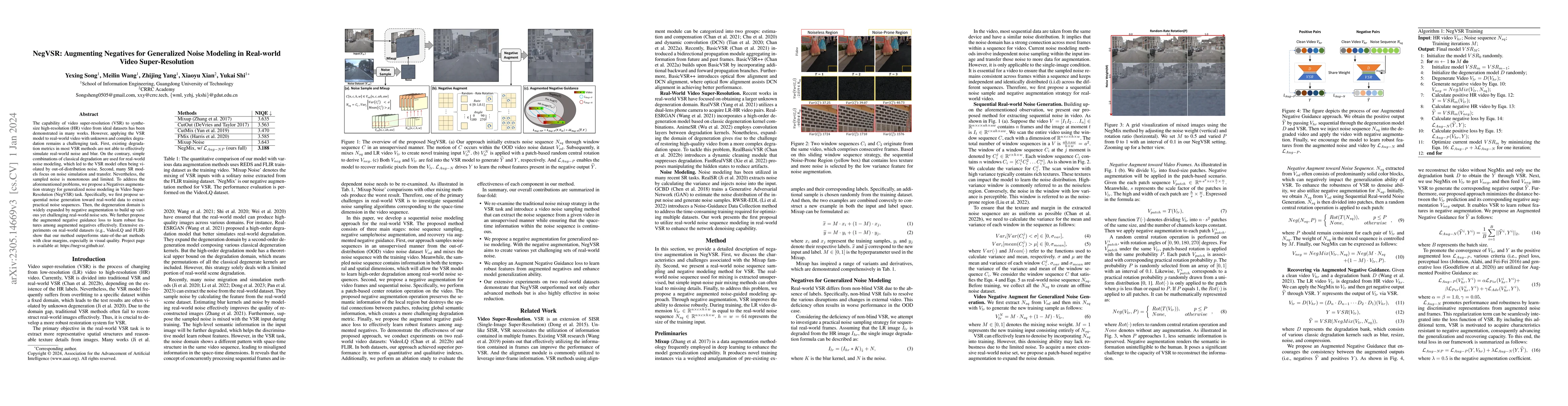 Thumbnail for NegVSR: Augmenting Negatives for Generalized Noise Modeling in
  Real-World Video Super-Resolution