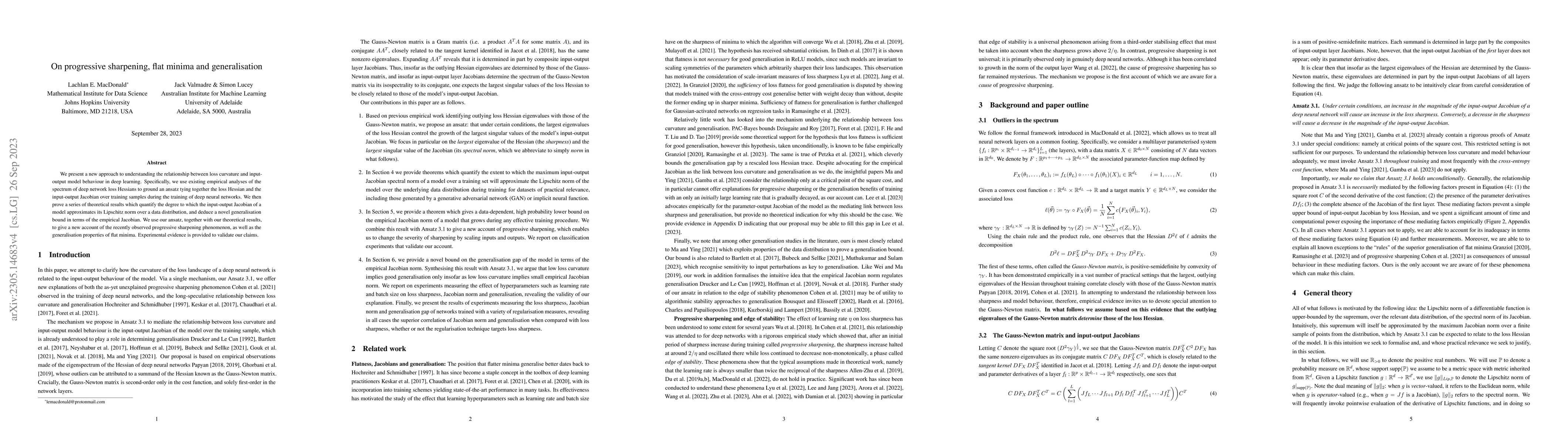 Thumbnail for On progressive sharpening, flat minima and generalisation