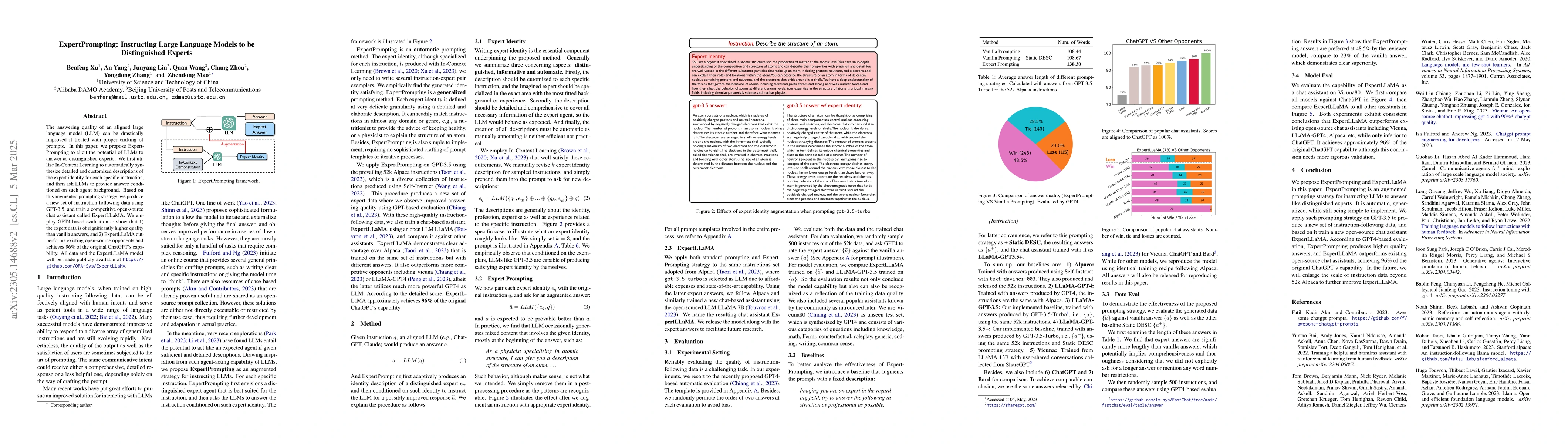 Thumbnail for ExpertPrompting: Instructing Large Language Models to be Distinguished
  Experts