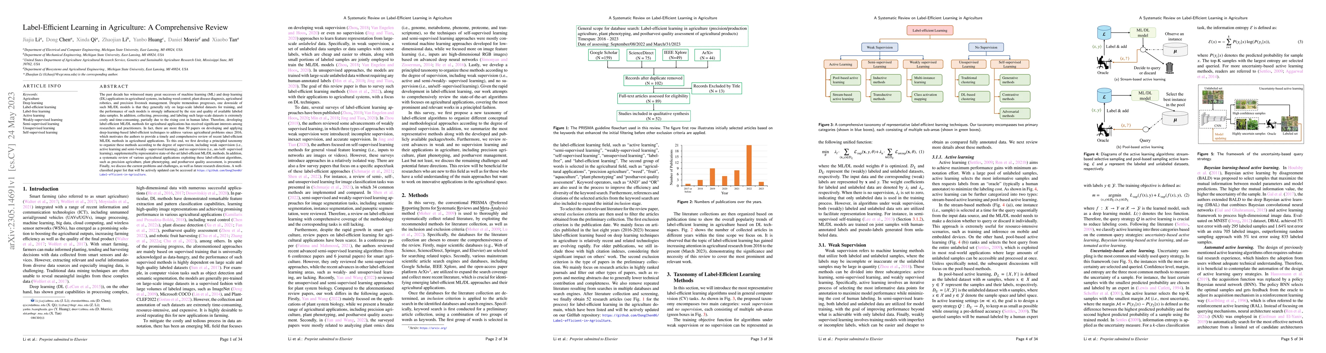 Thumbnail for Label-Efficient Learning in Agriculture: A Comprehensive Review