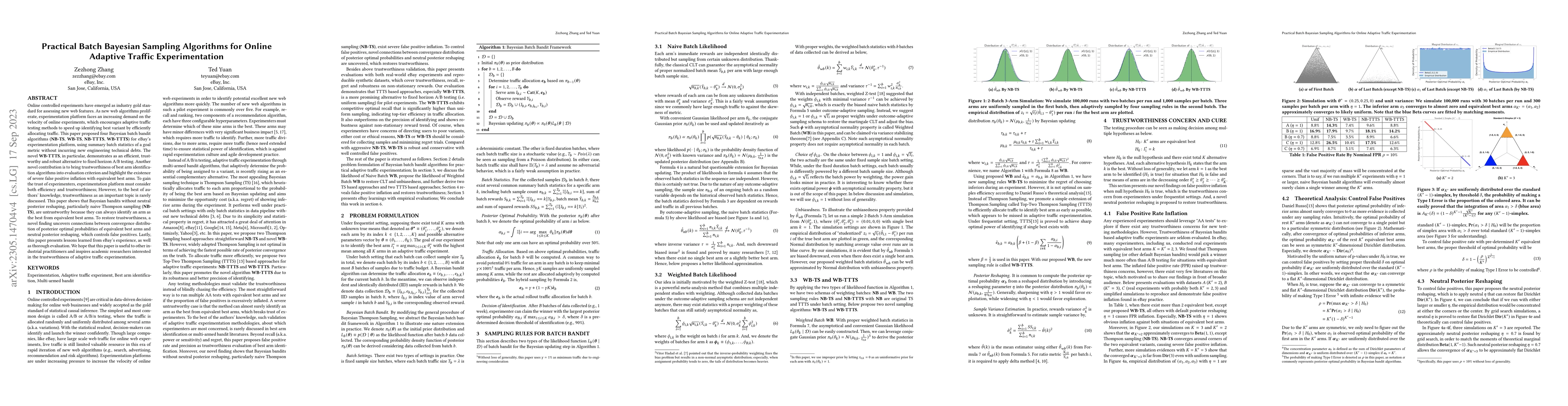 Thumbnail for Practical Batch Bayesian Sampling Algorithms for Online Adaptive Traffic
  Experimentation